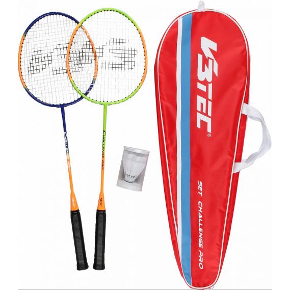 Badmintonset V3Tec Challenge Pro lime/orange/blau