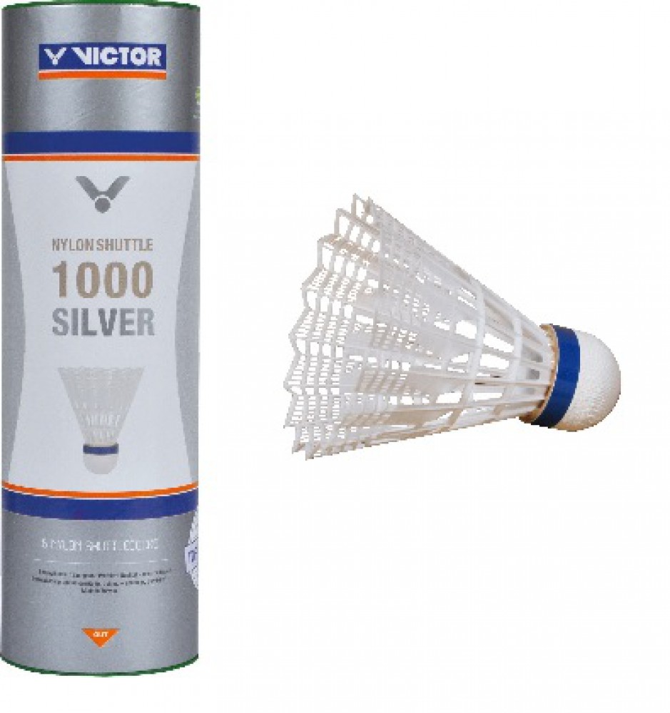 VICTOR Badmintonball Nylonshuttle 1000 schnell 6er Dose weiß Plastik Federball 
